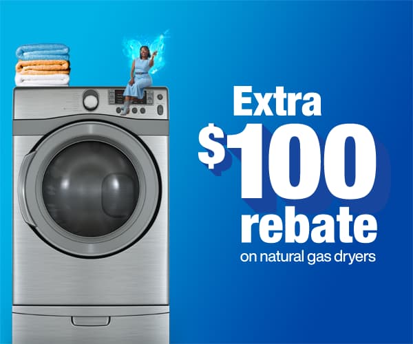 extra $100 rebate natural gas dryer